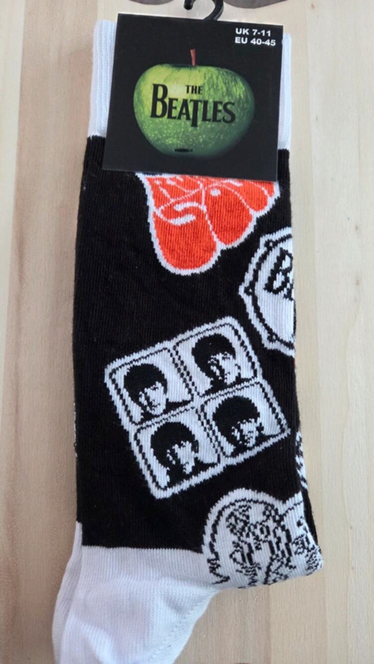 The Beatles Socks NWT Official Licensed Apple Corps Rock Band Crew Socks Black